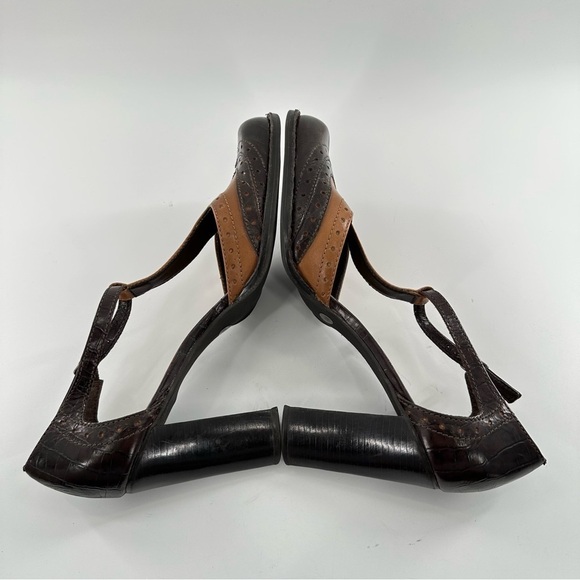 Nine West heels size 9 brown tan leather brogue vintage steampunk y2k 2000s - Picture 6 of 15